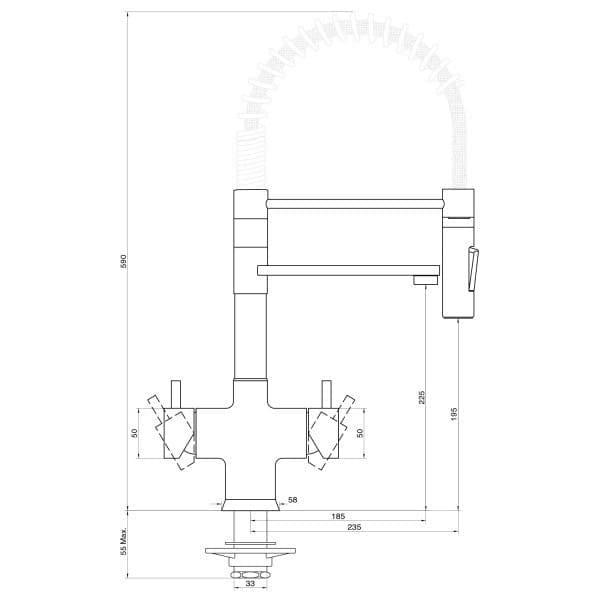 Designer Spiralfeder-5-Wege-Wasserhahn mit Brause LUXURY (Edelstahl Optik) - Selwie Shop