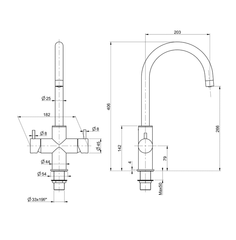 Designer 5-Wege-Wasserhahn CUCINA UNICA, Edelstahl massiv - Selwie Shop